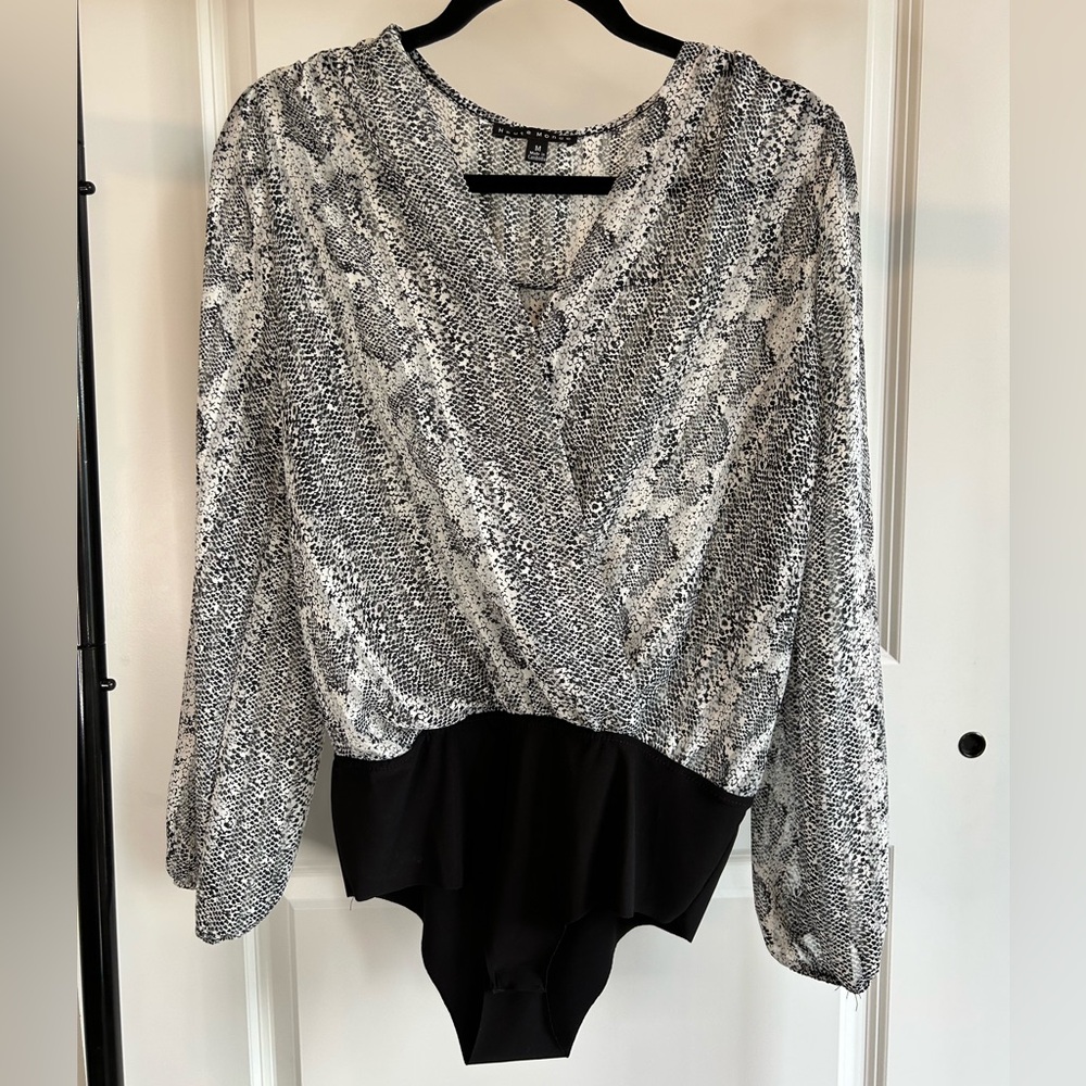 Haute Monde Black and White Snakeskin Bodysuit